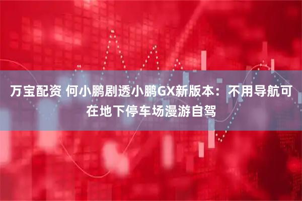 万宝配资 何小鹏剧透小鹏GX新版本：不用导航可在地下停车场漫游自驾
